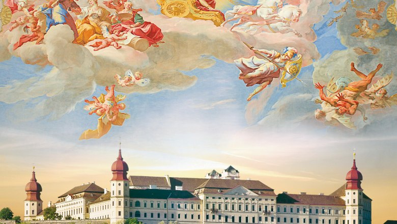 Baroque ceiling painting above G&ouml;ttweig Benedictine Abbey.