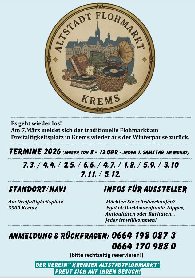 ALtstadt Flohmarkt Krems Infoblatt