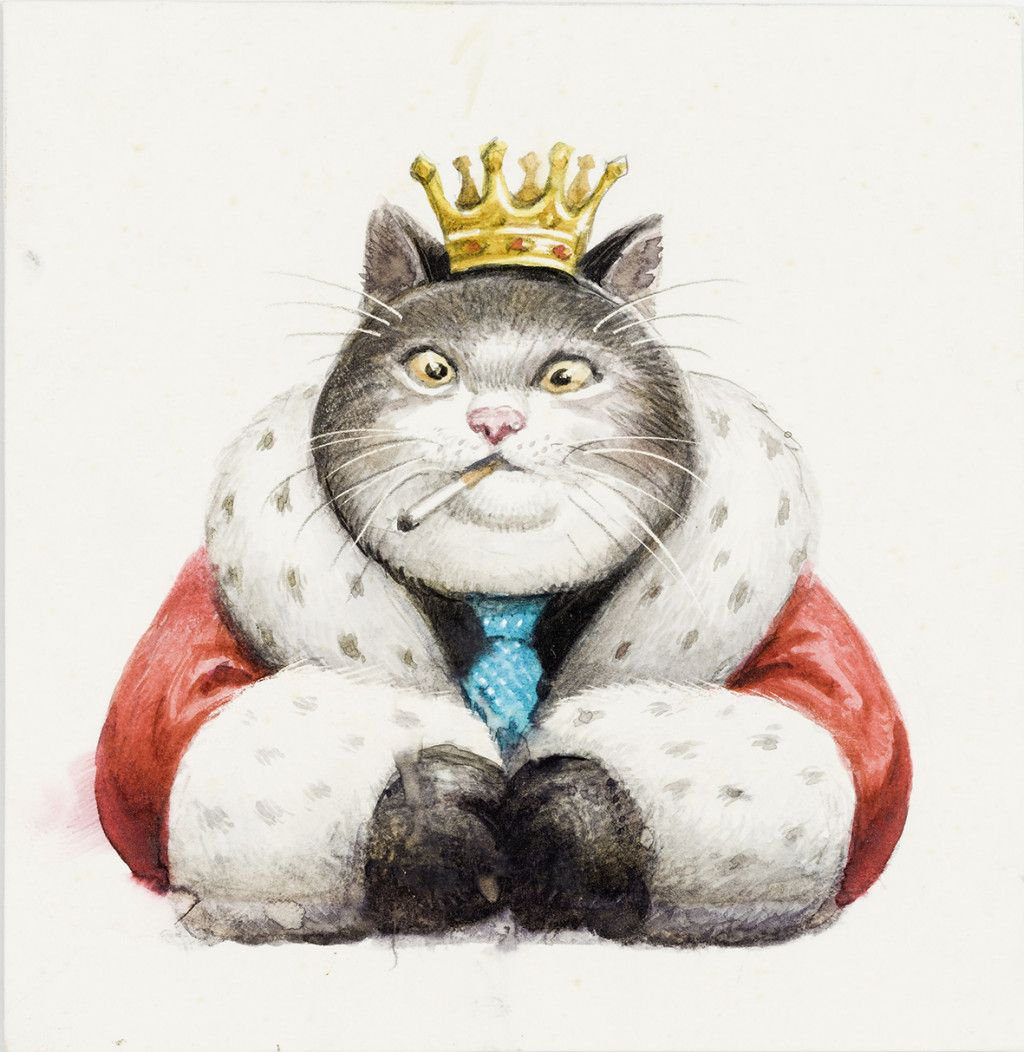 Manfred Deix, Der Katzenkönig, undatiert (c) Manfred Deix
